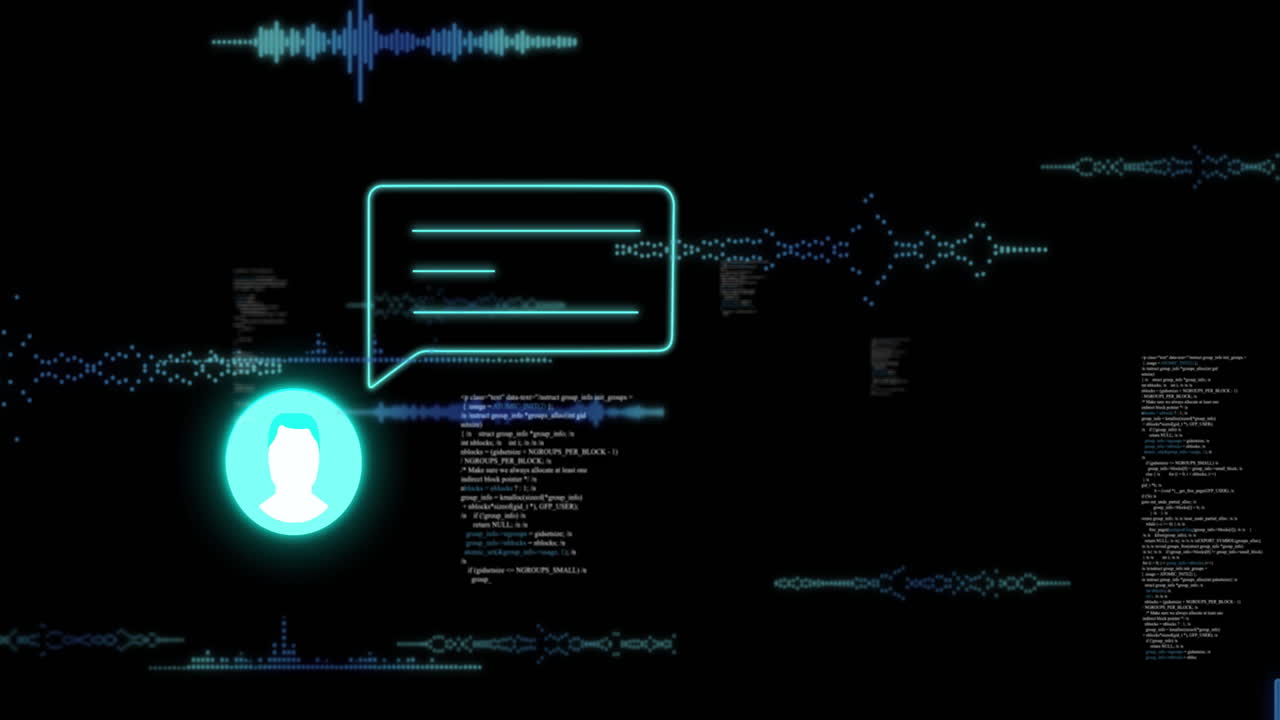 Animation of data processing over media icons