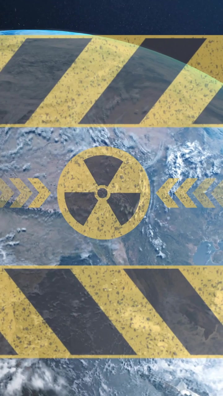 Radiation warning animation over Earth from space, highlighting global danger
