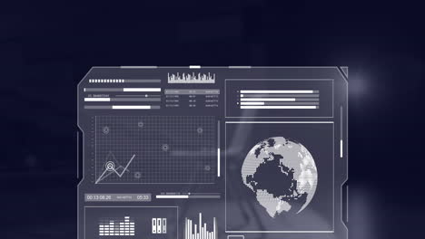 animación del procesamiento de datos y globo sobre la silla