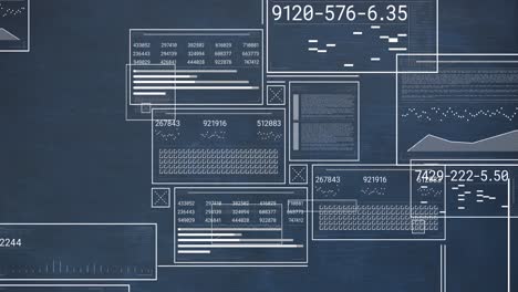 animation of computer data processing over blue background