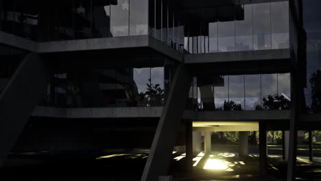 architectural structure illuminated by soft light at dusk