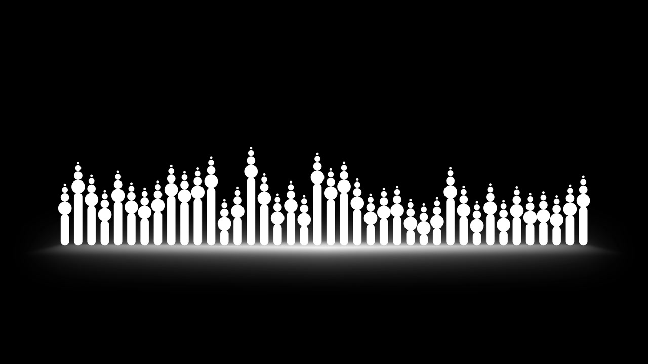 Abstract White Audio Waveform Visualizer on Black Background