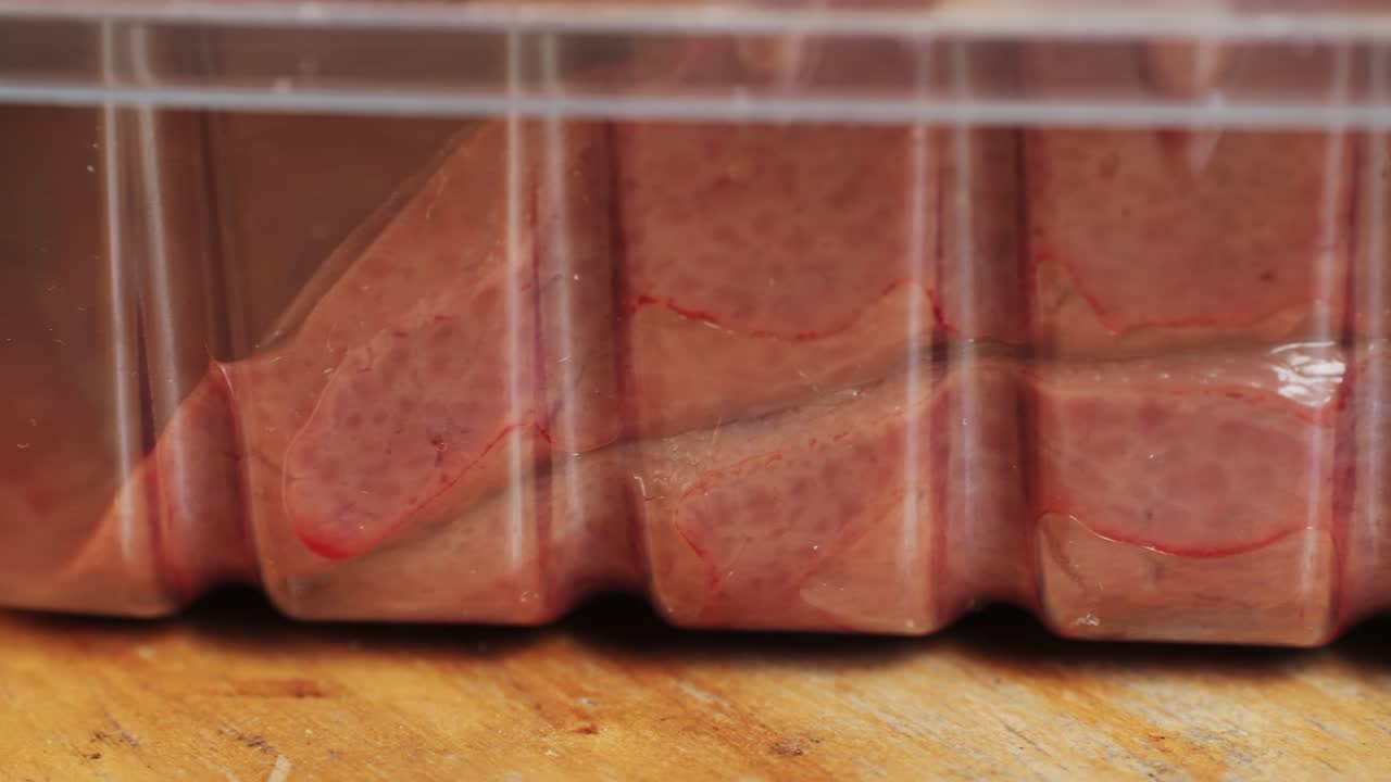 Raw Liver in Plastic Packaging