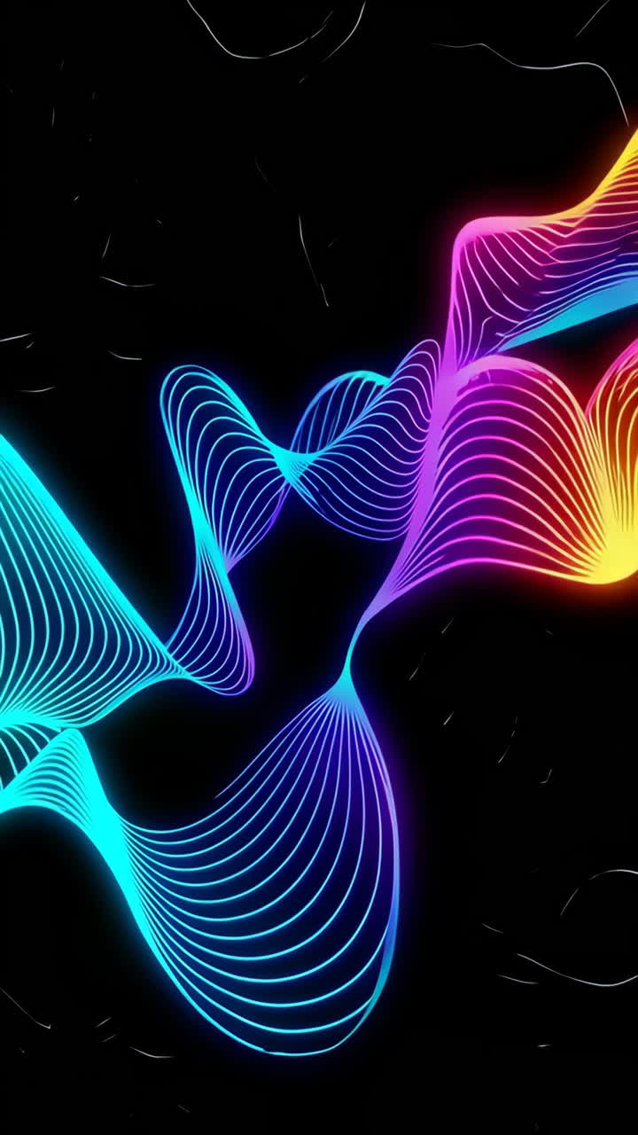 Abstract Neon Glowing Wave Patterns | Premium Stock Video Footage