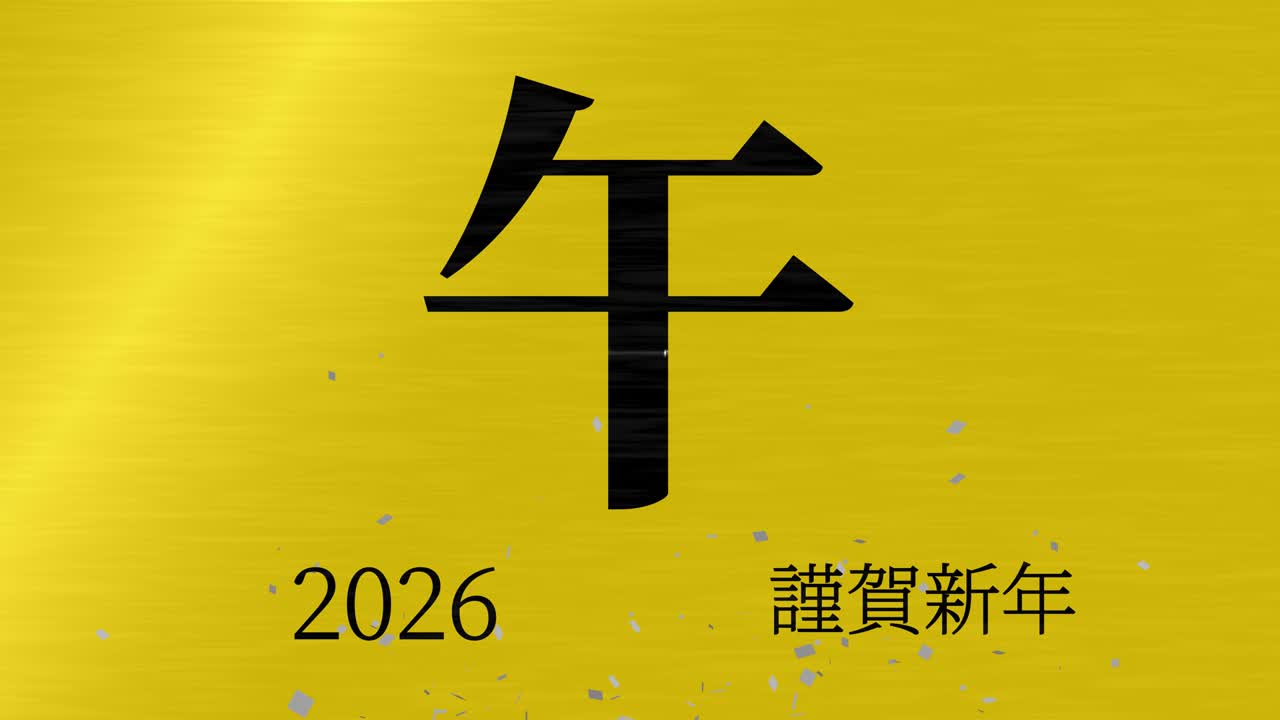 2026년 일본 신년 축하 단어, 칸지, 조디악 기호, 모션 그래픽
