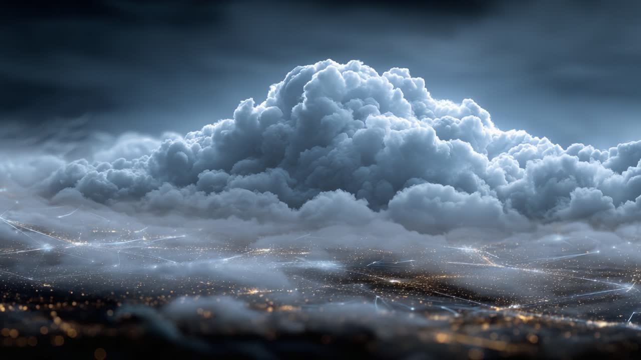 Dramatic Cloud Formation at Night Capturing the Ethereal Beauty of Atmospheric Layers Illuminated by Distant City Lights in a Mesmerizing Display of Nature's Power