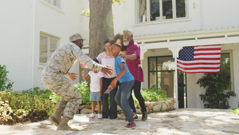 african american man coming back home with his family