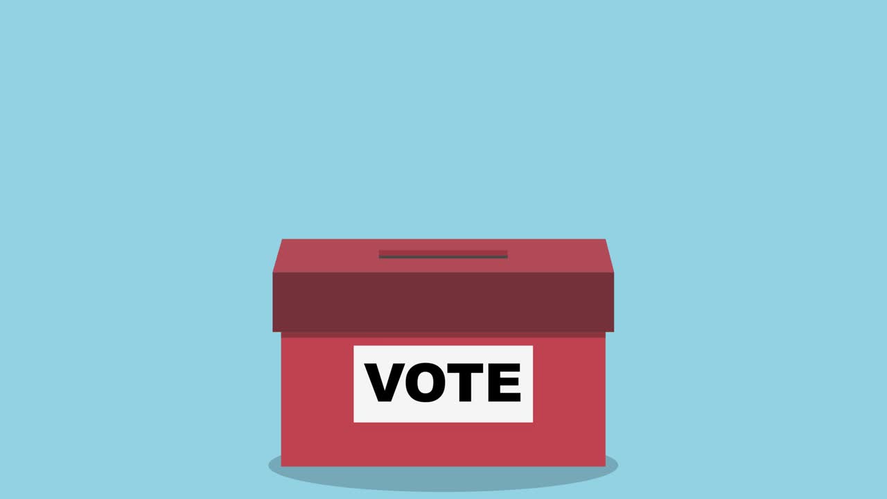 그래픽 애니메이션: 선거 투표, 투표용지에 투표용지를 넣는 것 (루프 4k)