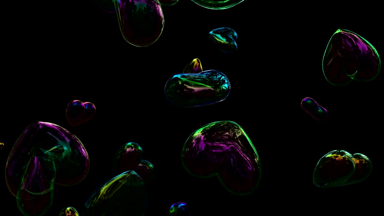 심장 모양의 비누 거품이 떨어지는 루프