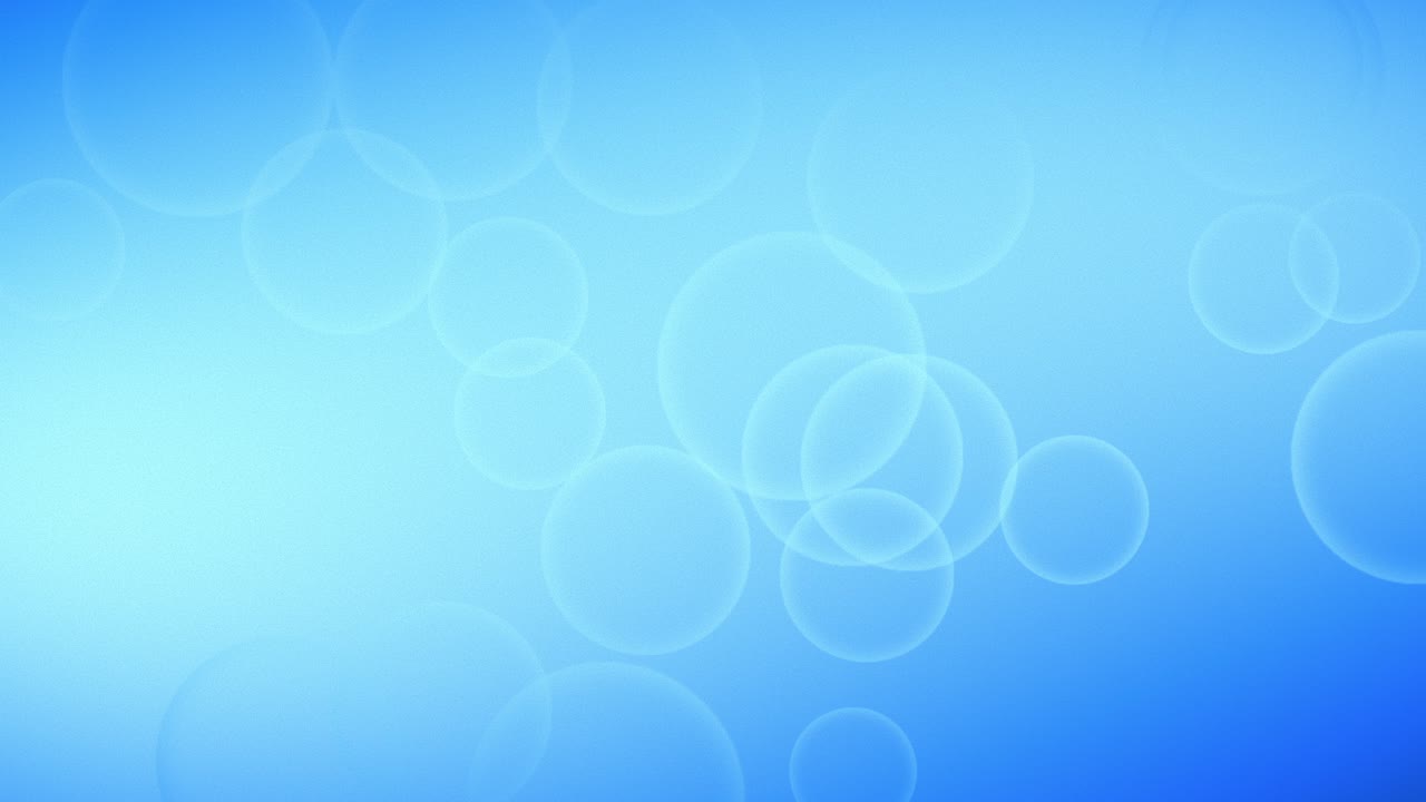 Un'animazione con sfondo pastello e gradiente blu di forme circolari vuote fluttuanti che si sovrappongono l'una all'altra e si muovono lentamente, creando una scena calma e rilassante