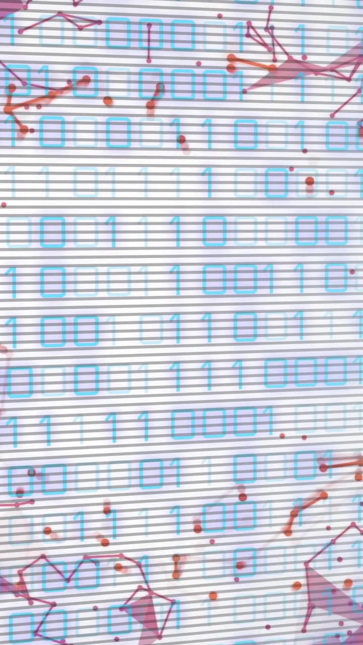 Animation of network of connections over data processing on white background