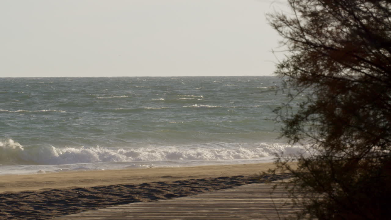 Beach Scene with Wooden Walkway