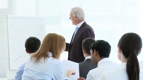 business people working in a seminar