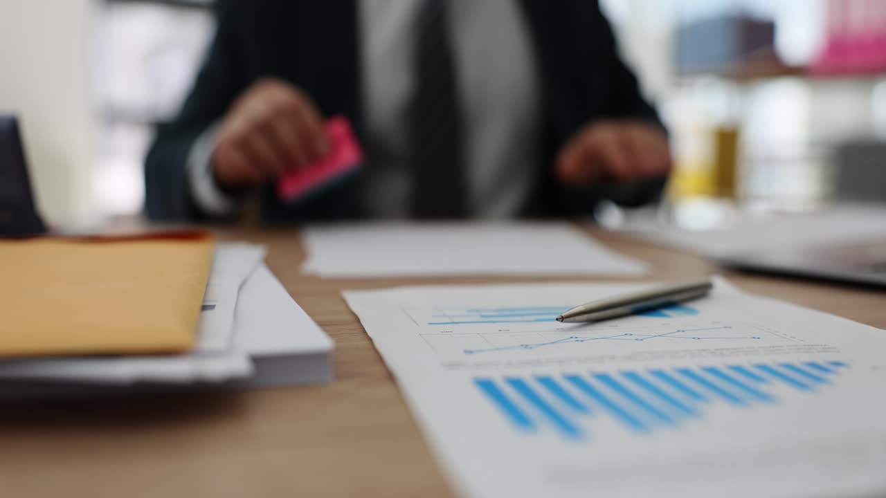 Business Person Working with Documents and Charts