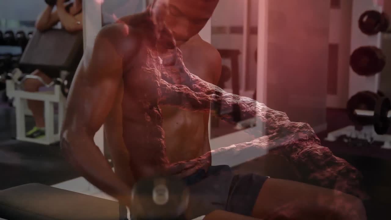 dna 가닥 스피닝과 데이터 처리의 애니메이션 강한 남자 운동