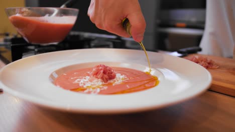 the-cook-topping-gazpacho-with-oil