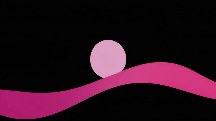 Abstract Animation of Pink Circles and Wavy Line on Black Background
