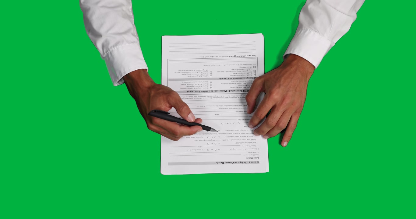 Business man on green background