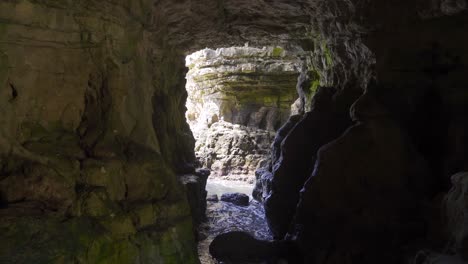 waves coming into the sea cave.