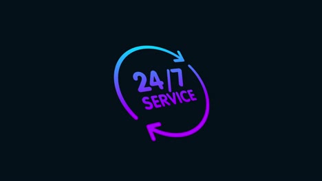 24 horas al día animación de icono de servicio. color de gradiente