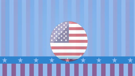 animation of american flag over stars and stripes background