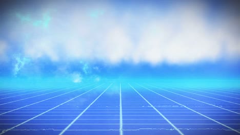 animation of blue grid moving in seamless loop in hypnotic motion