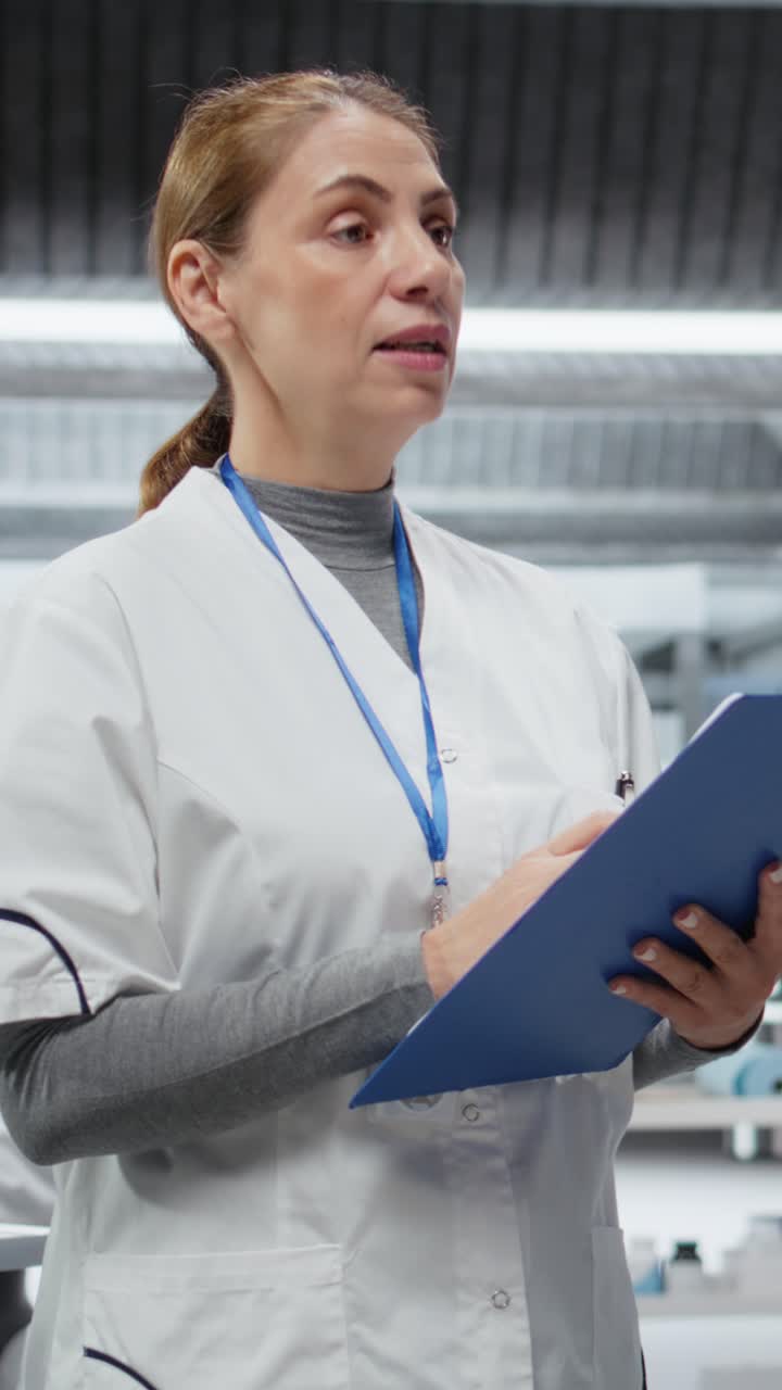 Video verticale: un medico esamina attentamente un paziente per testare un nuovo trattamento