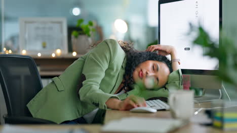 Sleeping,-business-and-woman-tired