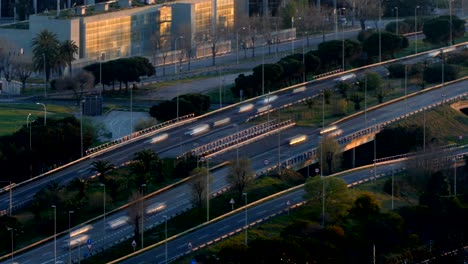 traffic scene and road at sunset. long exposure.time lapse