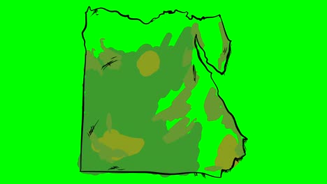 egypt drawing colored map on green screen isolated whiteboard