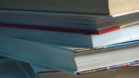 Close-shot-of-Books-Spinning