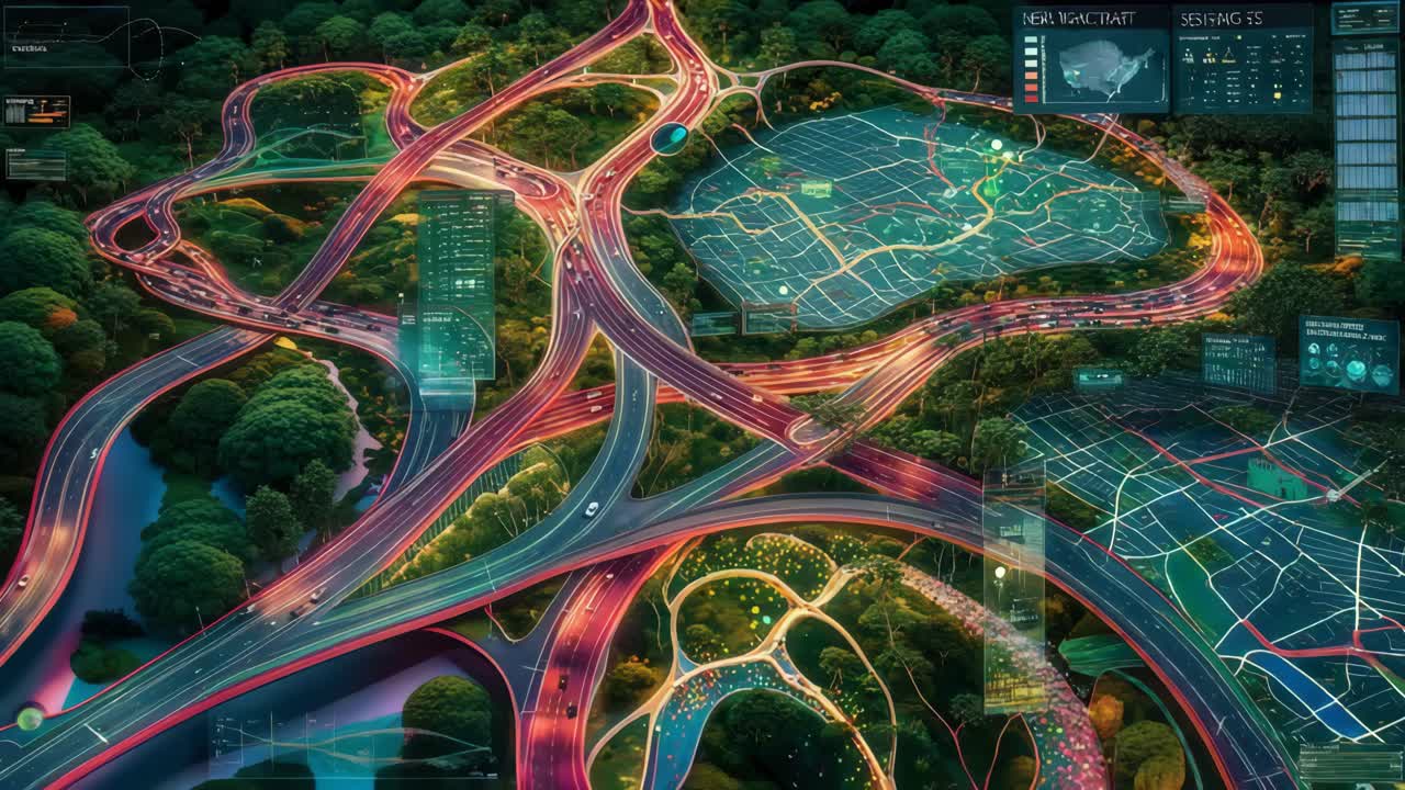 도시 교통과 인프라의 공중 사진