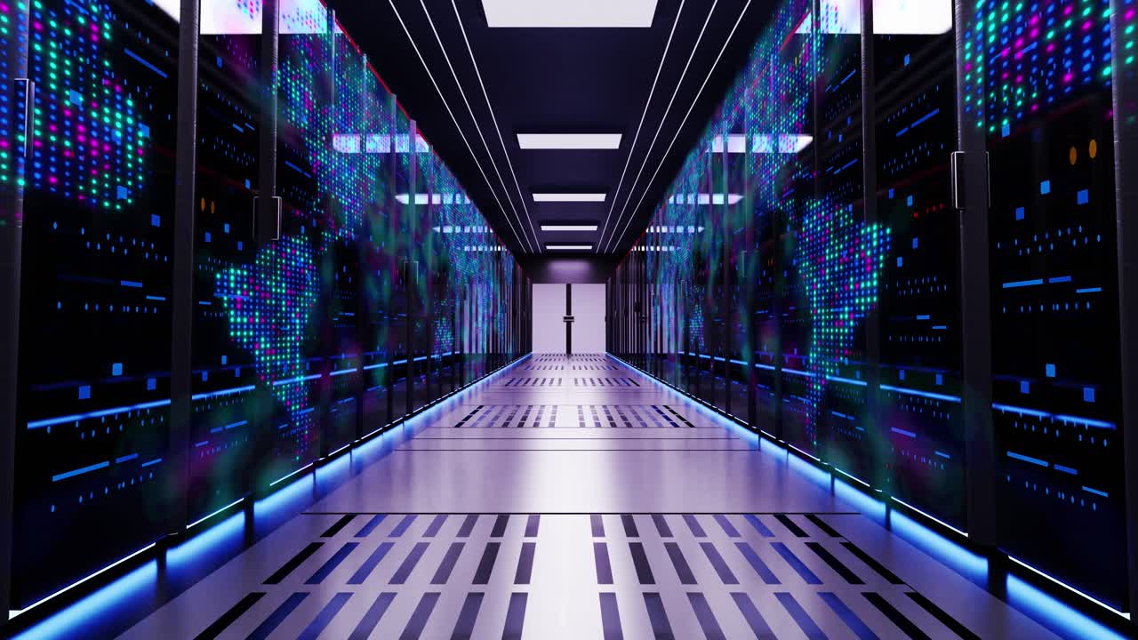 4k loop digital high speed digital lines travels network and information servers fiber optic cables