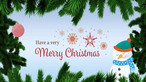 animation of christmas greetings over blue background