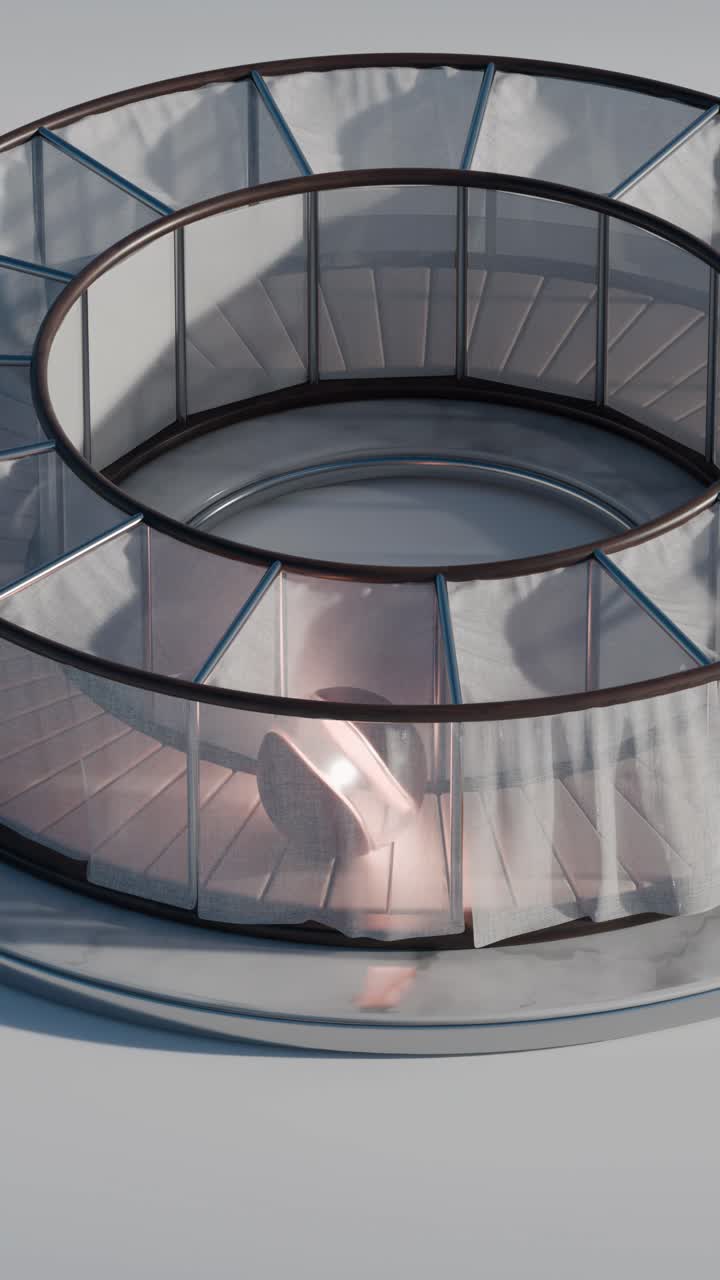 Abstract Circular Structure with Glass and Fabric