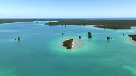 the islets at upi bay in the isle of pines - aerial parallax panorama