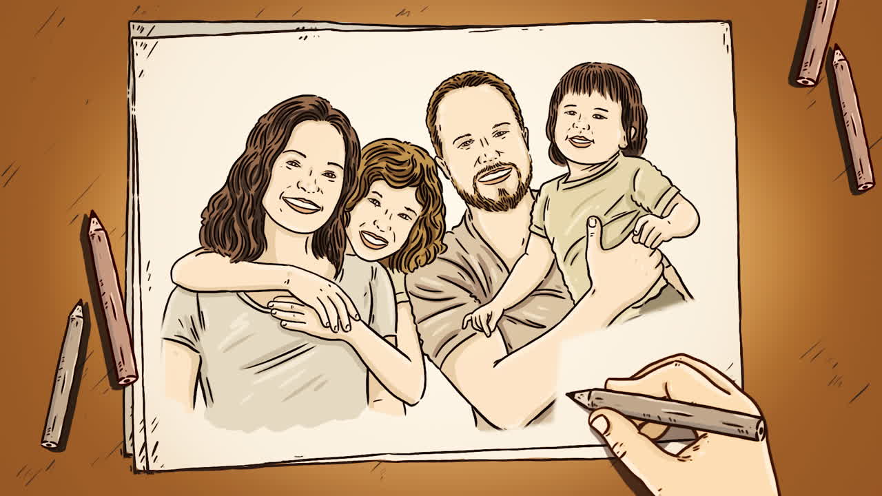 가족 초상화를 그리는 것