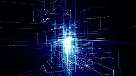 4k futuristic technological abstract motion background, floating circuits other technological elements