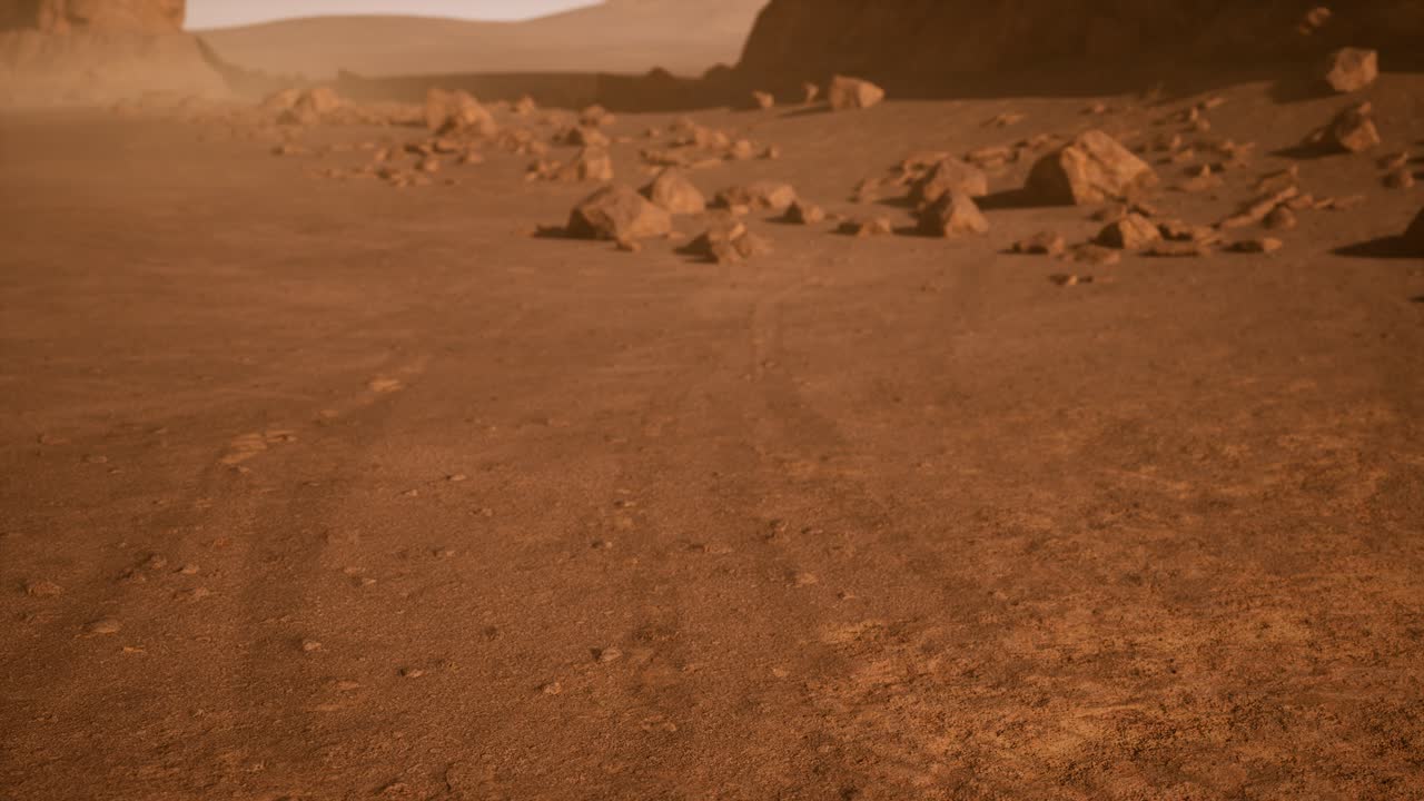 Fantastico paesaggio marziano in tonalità arancioni arrugginite