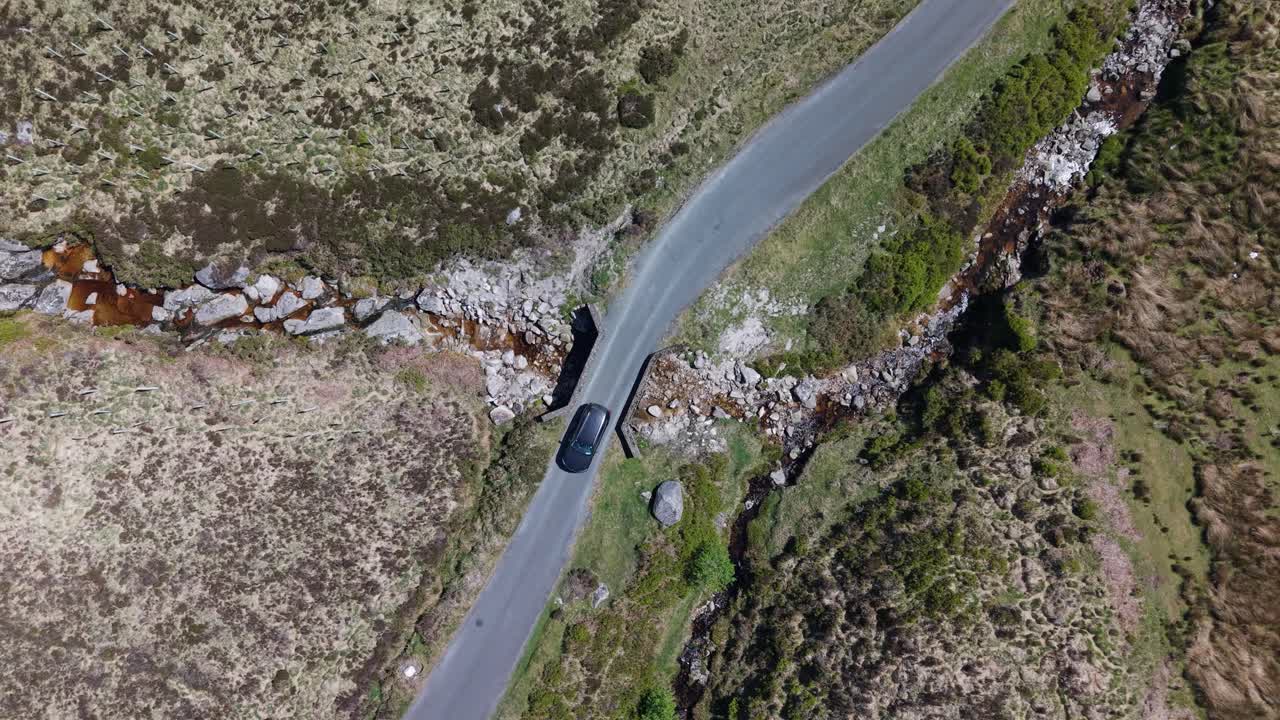 Motorcycle Crossing a Bridge on a Road Trip Adventure in the Wicklow Mountains