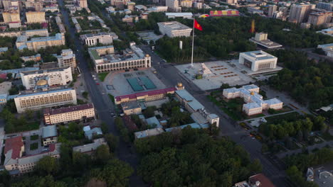 Ala Too Square Historical Landmark In Bishkek, Kyrgyzstan. Aerial Drone Shot