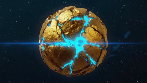 golden sphere with blue energy