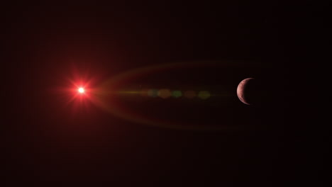 trappist-1d alien livable habitable exoplanet orbiting cooling red dwarf star in space with moons - wide 4k 3d rendering