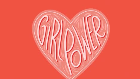 Animation-Von-Text-„Girls-Power-On“,-über-Rosa-Herz