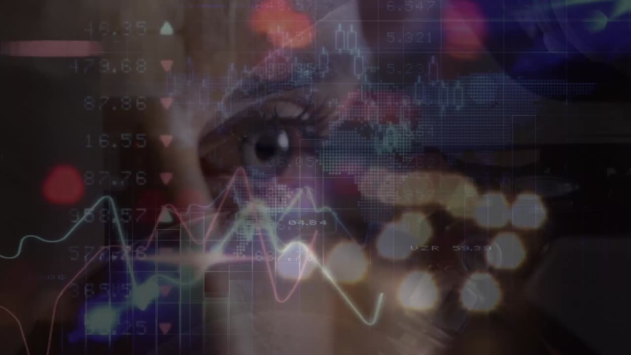 animación de gráficos sobre el ojo de la mujer caucásica