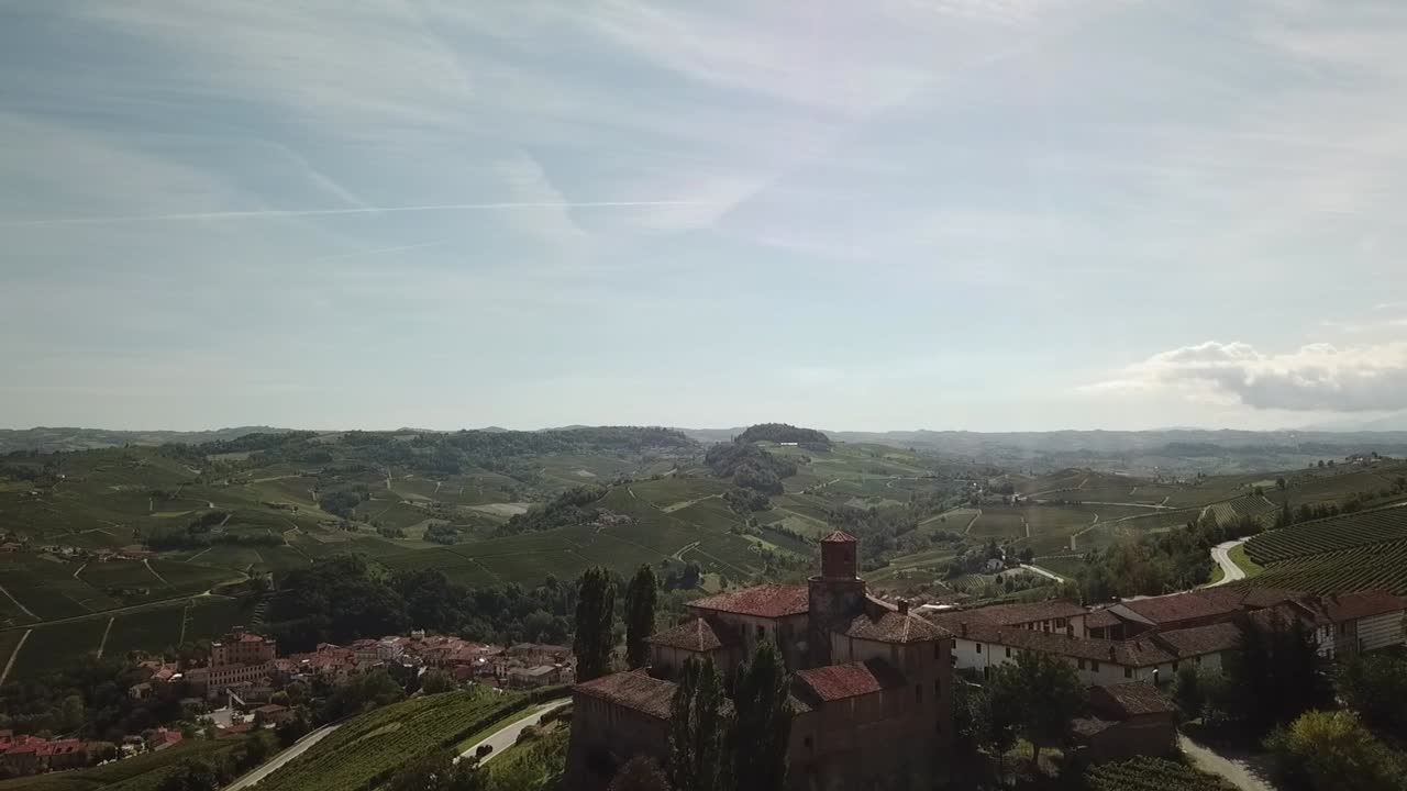 Flying OverThe Cavour Castle In Piedmont