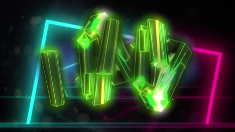 animación de un patrón abstracto en 3d sobre un túnel cuadrado en bucle contra un fondo negro