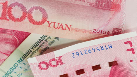 Close-up of Chinese 100 Yuan Banknotes
