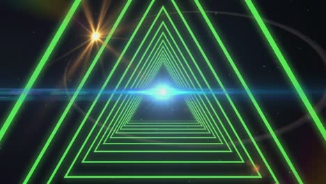animación digital de triángulos rosados de neón en movimiento sin costuras y fondo negro de neón negro