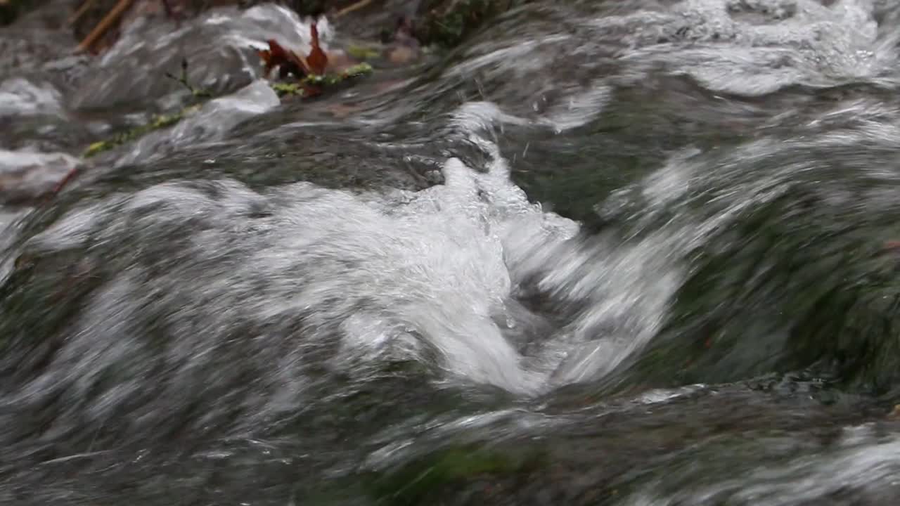 Fast moving water flowing over rocks in small stream